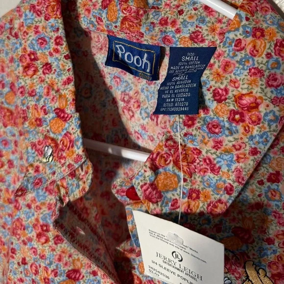 NWT Vintage Disney Jerry Leigh 3/4 Sleeve Pooh Bear Poplin Shirt Women’s S - Picture 5 of 6